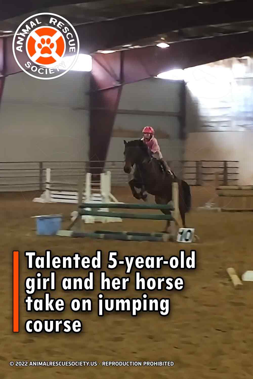 Talented 5-year-old girl and her horse take on jumping course